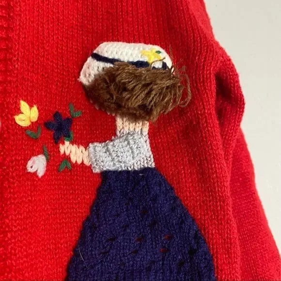 Vintage full fashioned Grand Knitwear detailed embellished knit toddler sweater - Picture 4 of 6